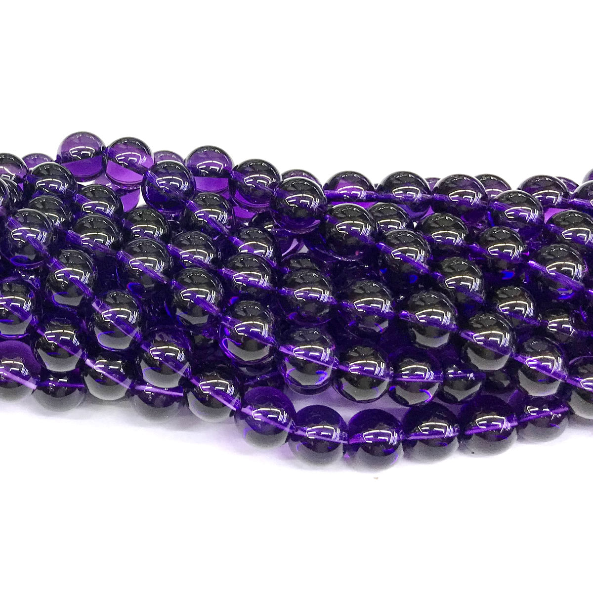 CNA18 Amethyst Gemstone Beads Smooth Round 10mm 15" Strand