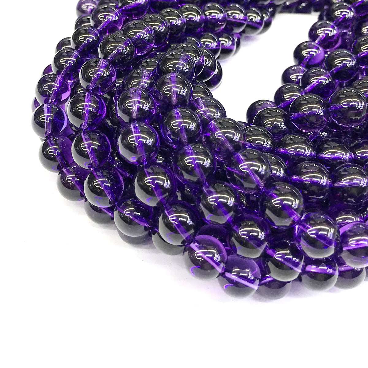 CNA18 Amethyst Gemstone Beads Smooth Round 10mm 15" Strand