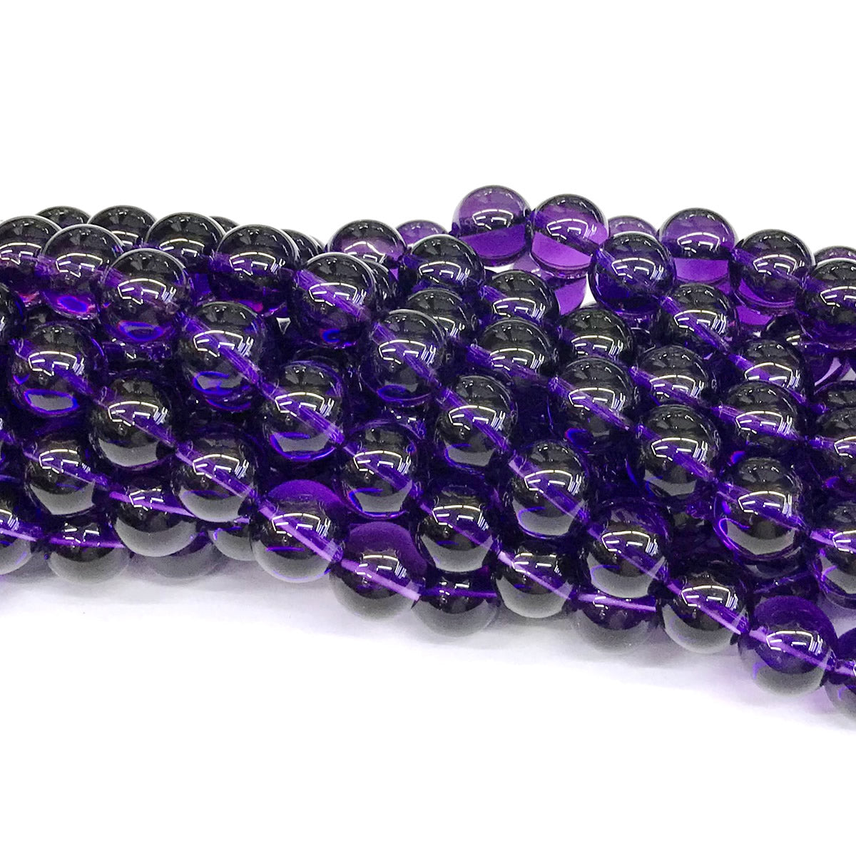 CNA19 Amethyst Gemstone Beads Smooth Round 12mm 15" Strand