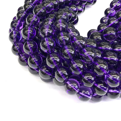 CNA19 Amethyst Gemstone Beads Smooth Round 12mm 15" Strand