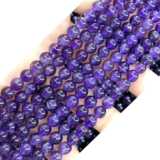 CNA24 Amethyst Gemstone Beads Smooth Round 6mm 15.5" Strand