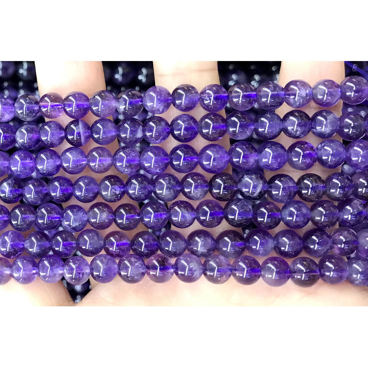 CNA24 Amethyst Gemstone Beads Smooth Round 6mm 15.5" Strand