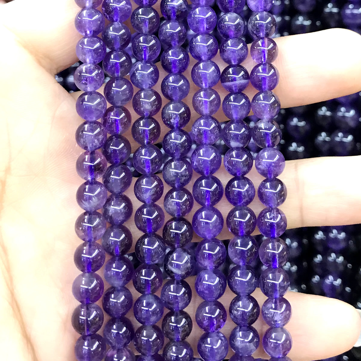 CNA24 Amethyst Gemstone Beads Smooth Round 6mm 15.5" Strand