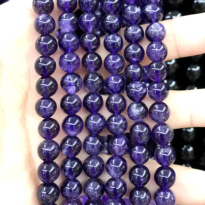 CNA25 Amethyst Gemstone Beads Smooth Round 8mm 15" Strand