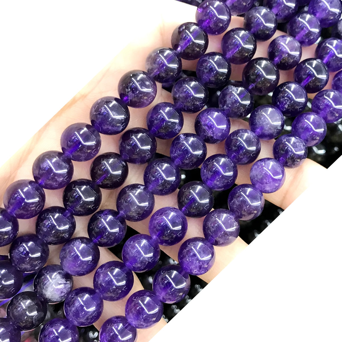 CNA26 Amethyst Gemstone Beads Smooth Round 10mm 15" Strand