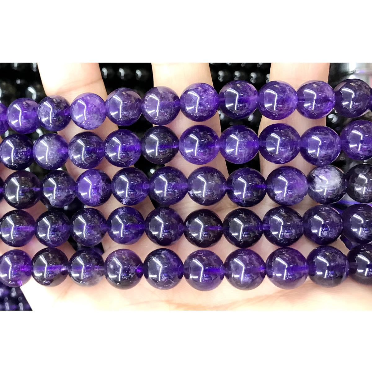 CNA26 Amethyst Gemstone Beads Smooth Round 10mm 15" Strand