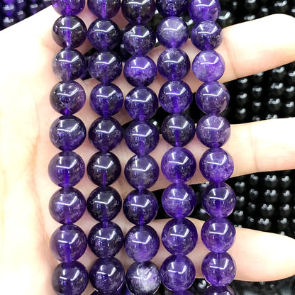 CNA26 Amethyst Gemstone Beads Smooth Round 10mm 15" Strand