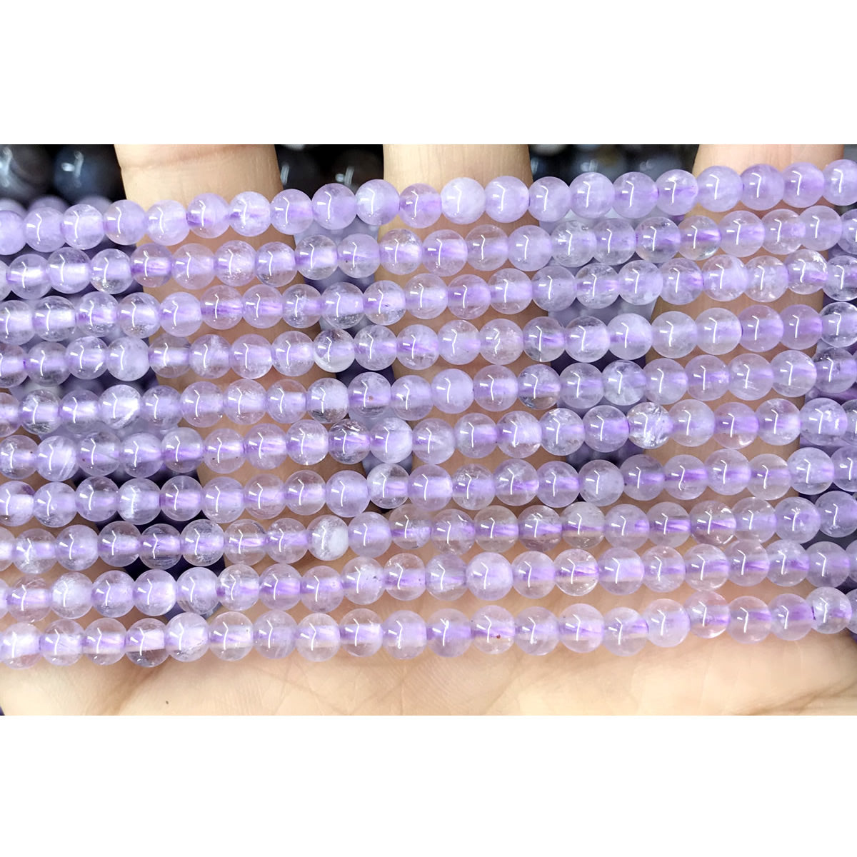 CNA30 Lavender Amethyst Beads Smooth Round 4mm 15.5" Strand