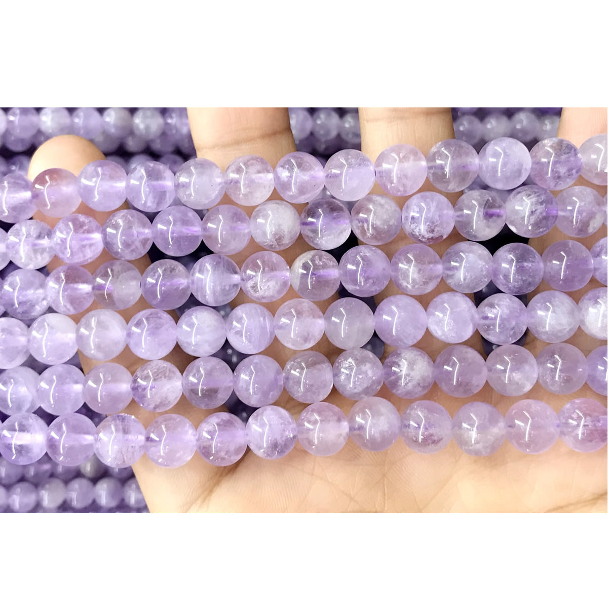 CNA32 Lavender Amethyst Beads Smooth Round 8mm 15.5" Strand