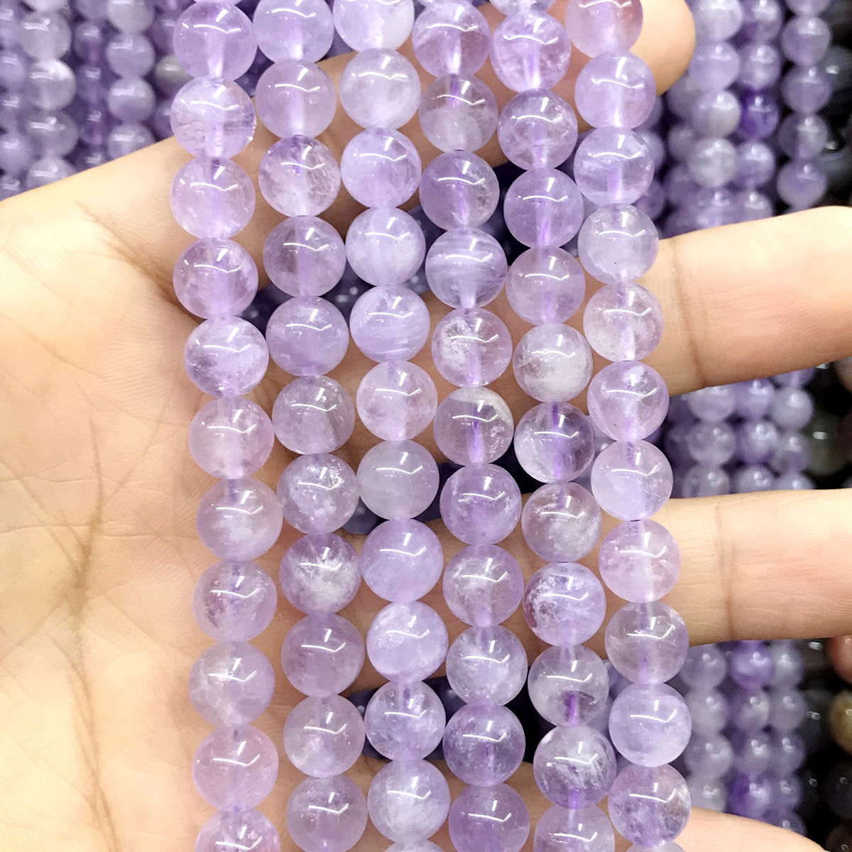 CNA32 Lavender Amethyst Beads Smooth Round 8mm 15.5" Strand