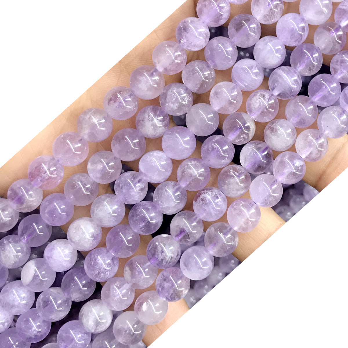 CNA33 Lavender Amethyst Beads Smooth Round 10mm 15.5" Strand