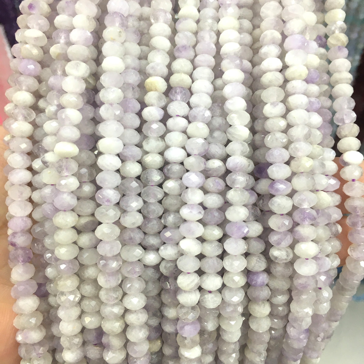 CNA36 Lavender Amethyst Beads Faceted Rondelle 4x6mm 15" Strand