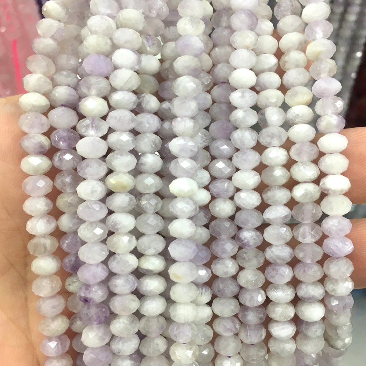 CNA38 Lavender Amethyst Beads Faceted Rondelle 6x10mm 15" Strand