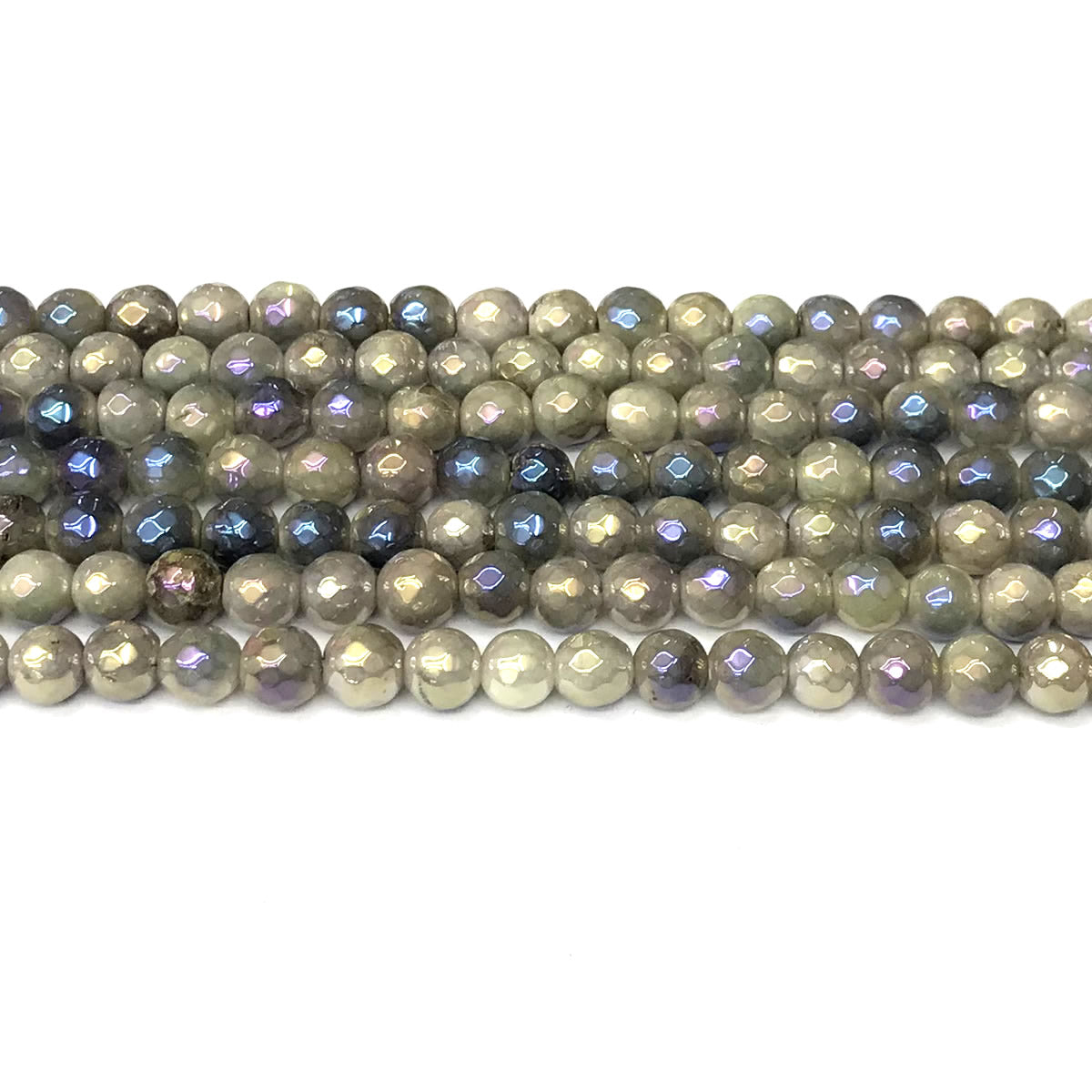 CNA40 Lavender Amethyst Beads Electroplated Faceted Round 6mm 15" Strand