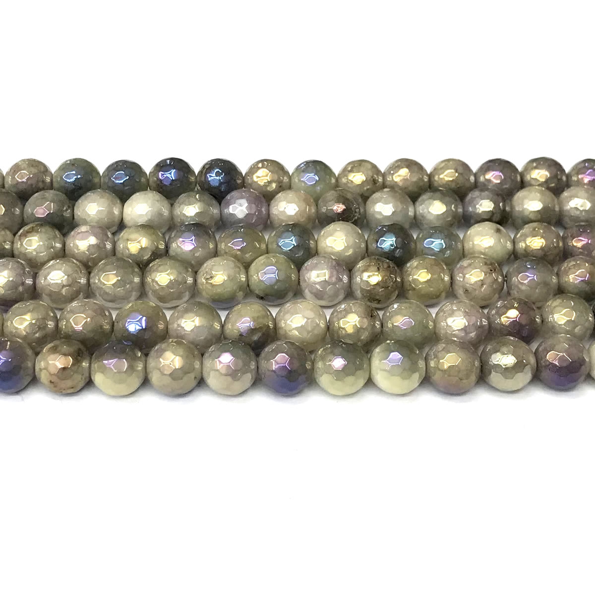 CNA41 Lavender Amethyst Beads Electroplated Faceted Round 8mm 15" Strand