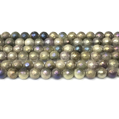 CNA41 Lavender Amethyst Beads Electroplated Faceted Round 8mm 15" Strand