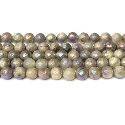 CNA42 Lavender Amethyst Beads Electroplated Faceted Round 10mm 15" Strand