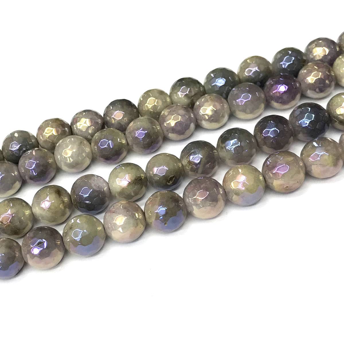 CNA43 Lavender Amethyst Beads Electroplated Faceted Round 12mm 15" Strand