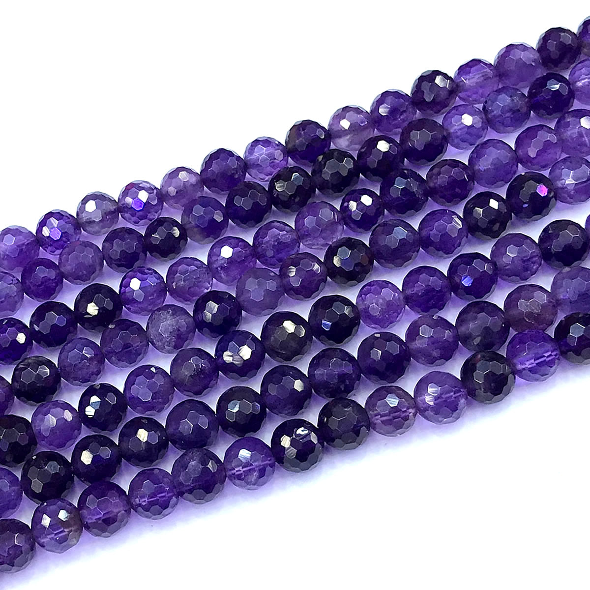 CNA45 Amethyst Gemstone Beads Faceted Round 6mm 15" Strand