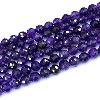 CNA46 Amethyst Gemstone Beads Faceted Round 8mm 15" Strand