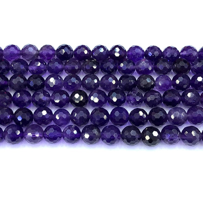 CNA46 Amethyst Gemstone Beads Faceted Round 8mm 15" Strand