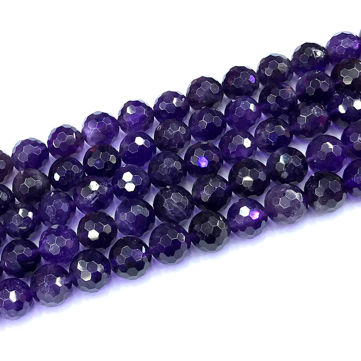 CNA47 Amethyst Gemstone Beads Faceted Round 10mm 15" Strand