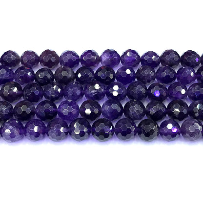 CNA47 Amethyst Gemstone Beads Faceted Round 10mm 15" Strand