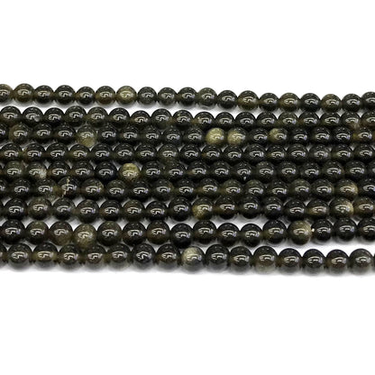 COB33 Golden Obsidian Beads Smooth Round 4mm 15" Strand