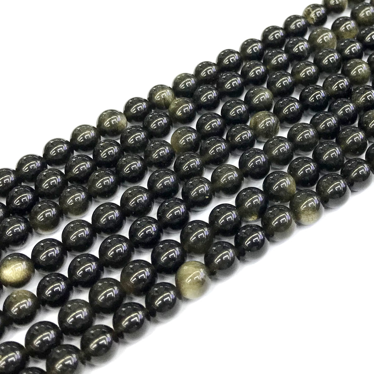 COB34 Golden Obsidian Beads Smooth Round 6mm 15" Strand