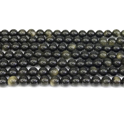 COB34 Golden Obsidian Beads Smooth Round 6mm 15" Strand