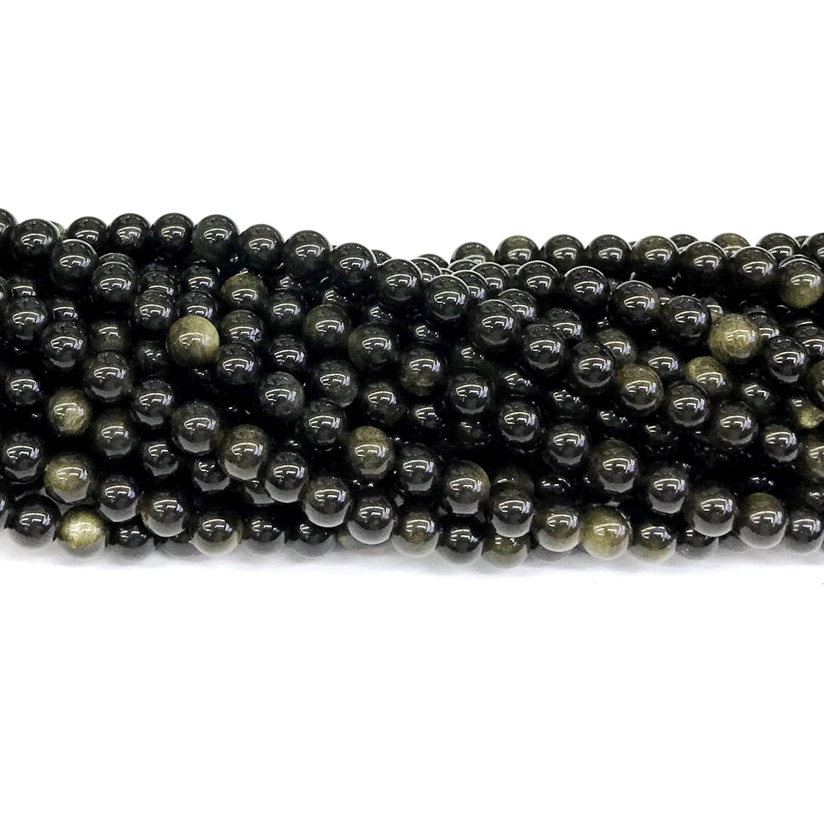 COB34 Golden Obsidian Beads Smooth Round 6mm 15" Strand