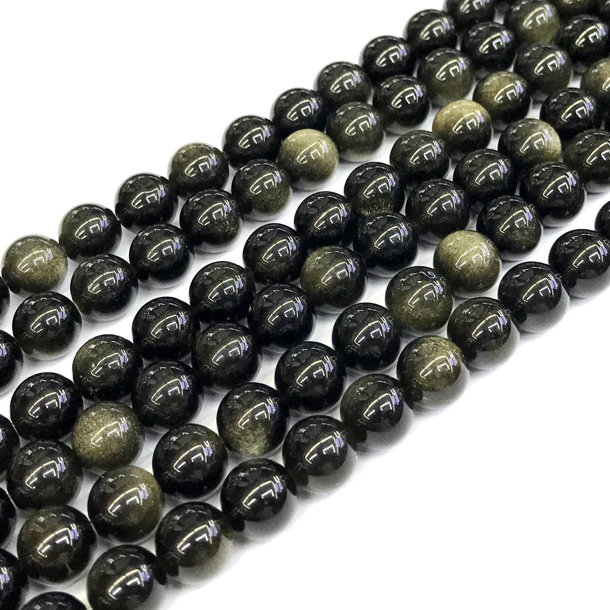 COB35 Golden Obsidian Beads Smooth Round 8mm 15" Strand