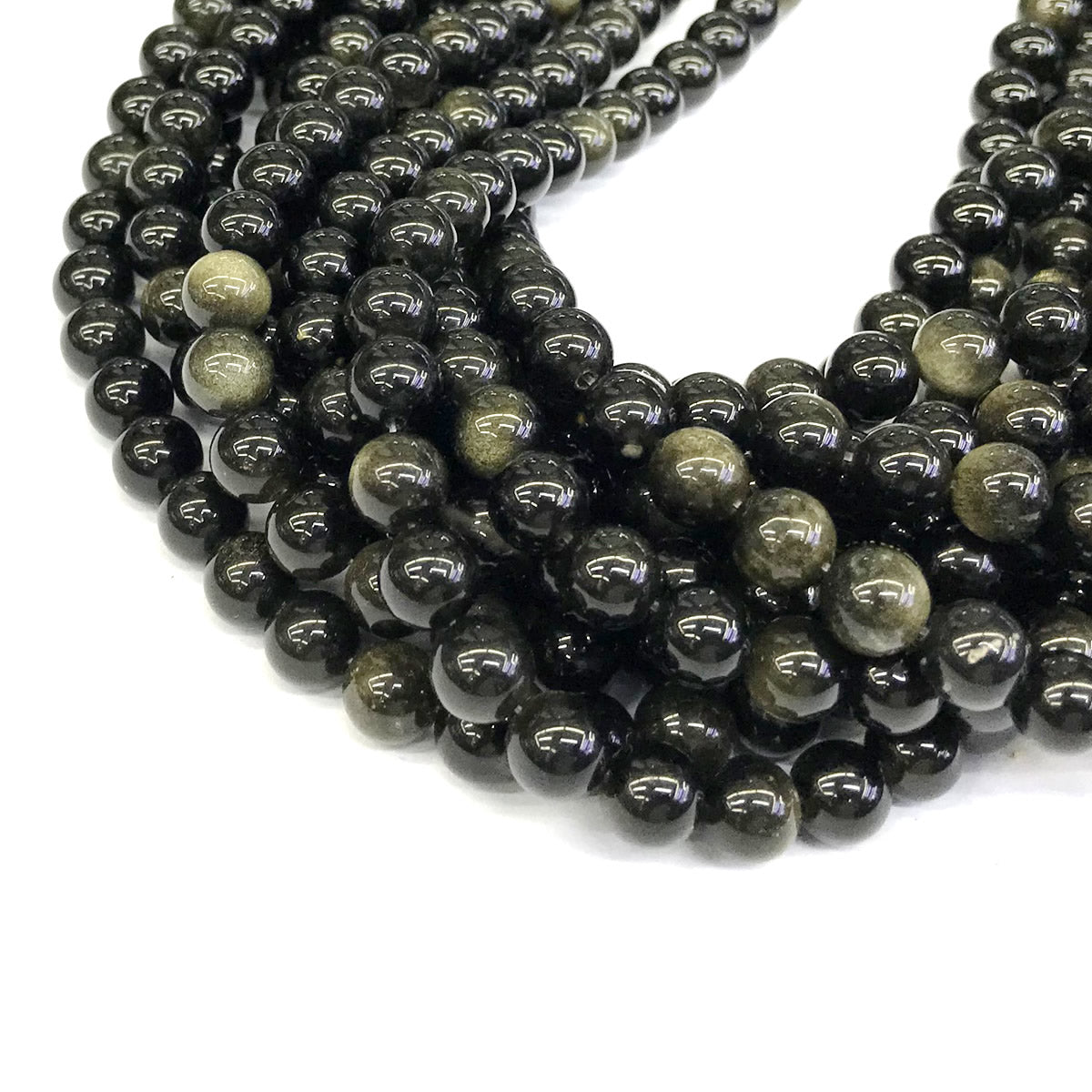 COB35 Golden Obsidian Beads Smooth Round 8mm 15" Strand