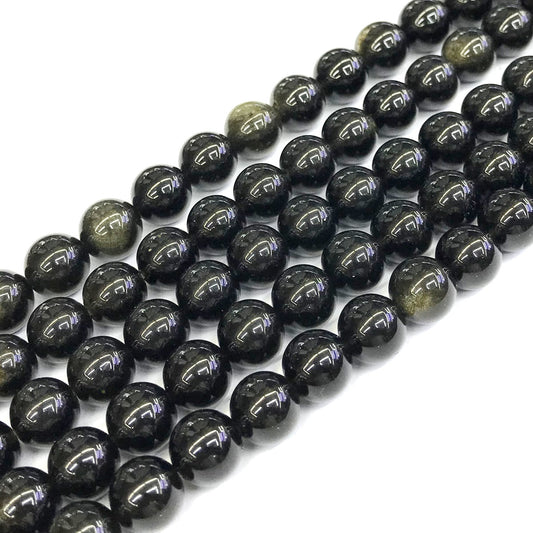 COB36 Golden Obsidian Beads Smooth Round 10mm 15" Strand