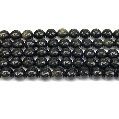 COB36 Golden Obsidian Beads Smooth Round 10mm 15" Strand