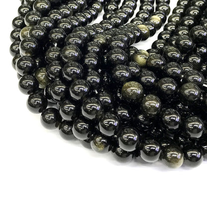 COB36 Golden Obsidian Beads Smooth Round 10mm 15" Strand