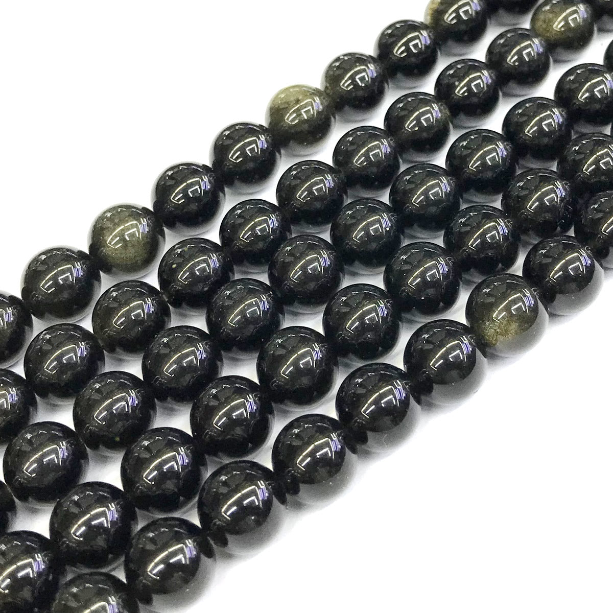 COB37 Golden Obsidian Beads Smooth Round 12mm 15" Strand