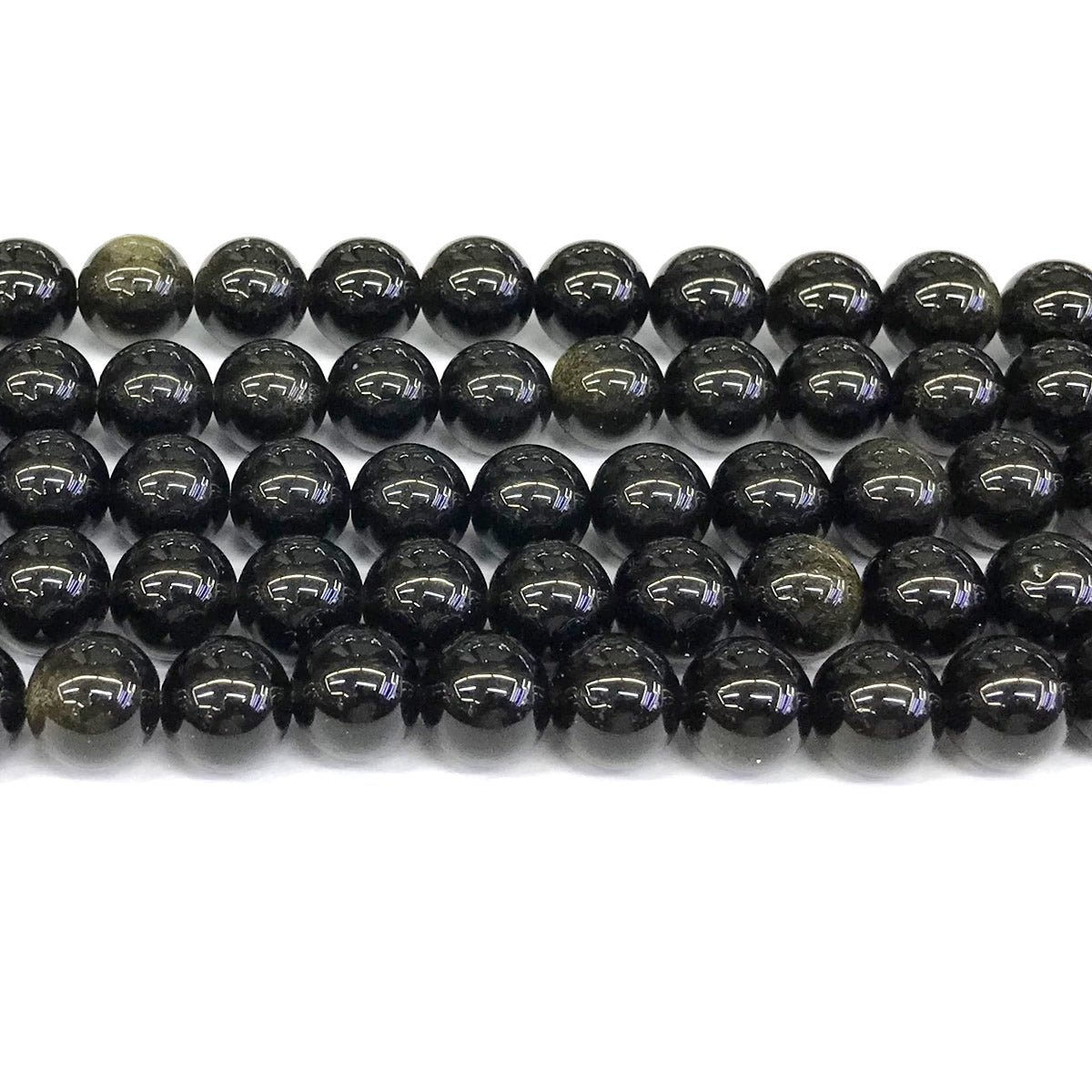 COB37 Golden Obsidian Beads Smooth Round 12mm 15" Strand