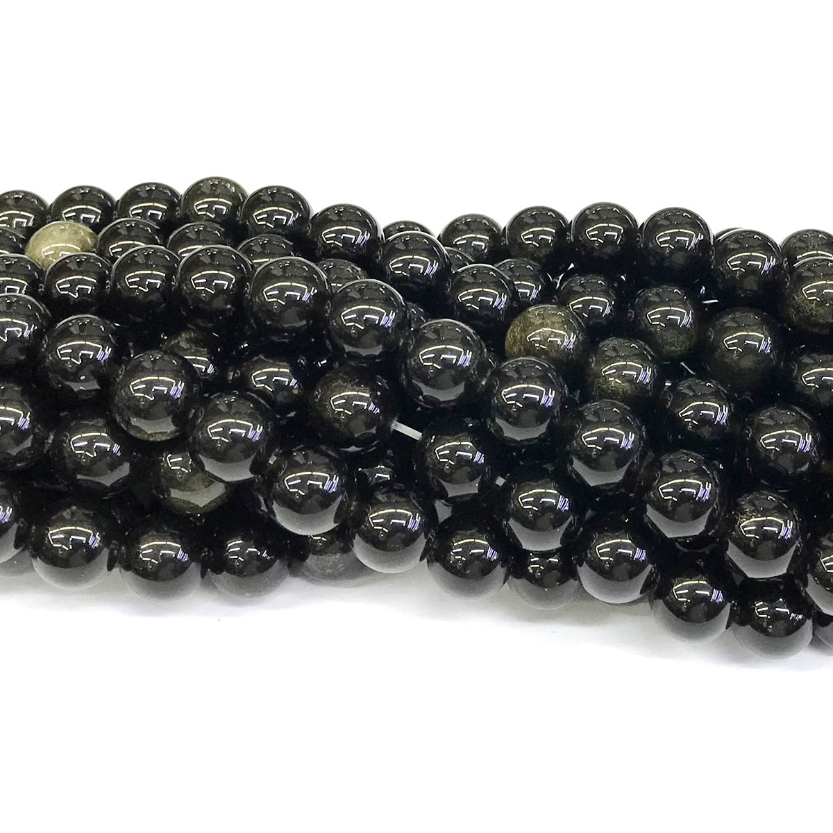 COB37 Golden Obsidian Beads Smooth Round 12mm 15" Strand