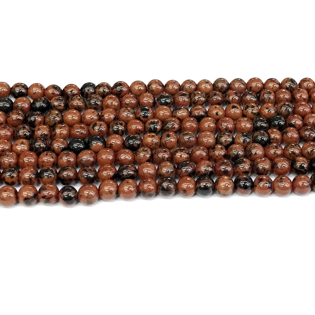 COB42 Mahogany Obsidian Beads Smooth Round 4mm 15" Strand