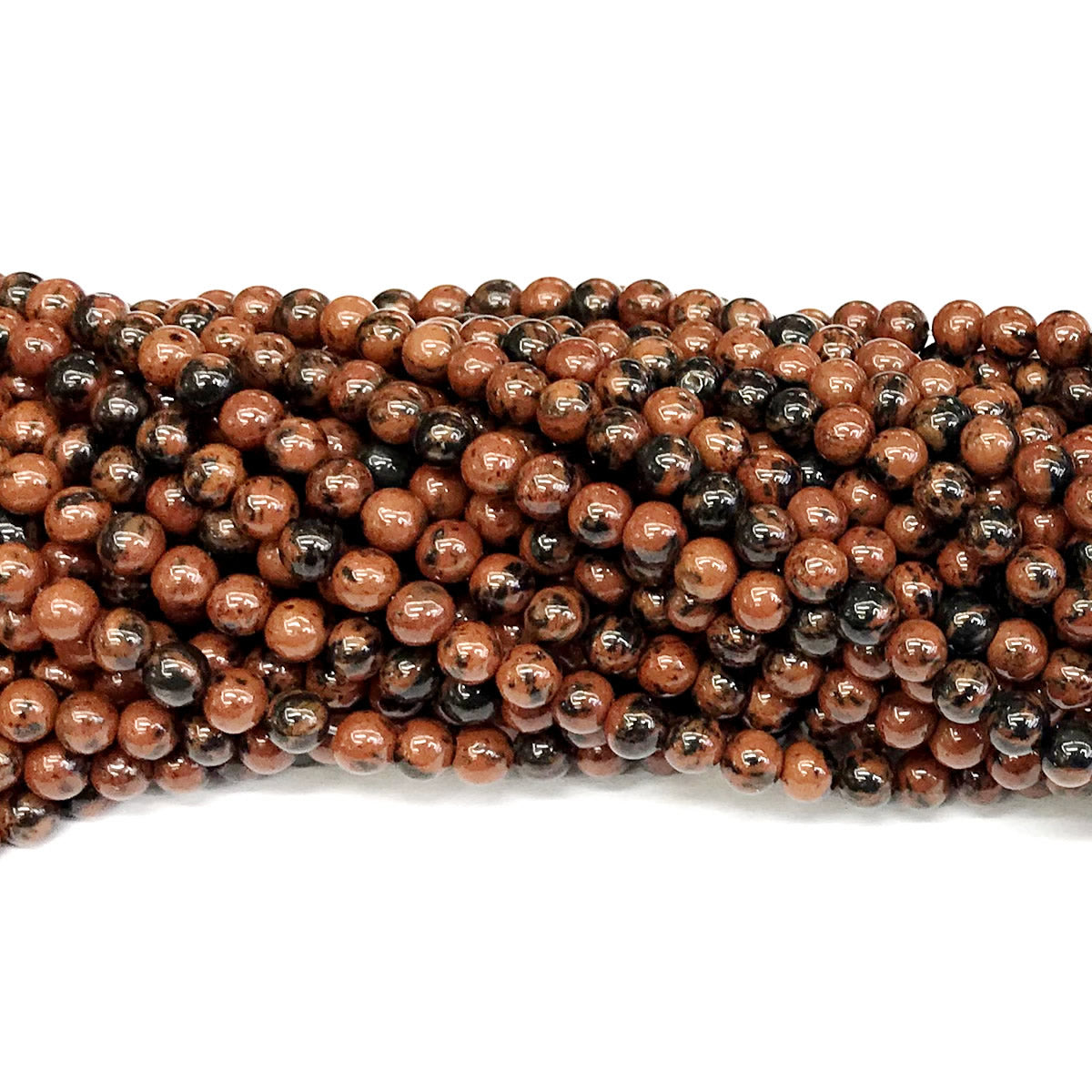 COB42 Mahogany Obsidian Beads Smooth Round 4mm 15" Strand