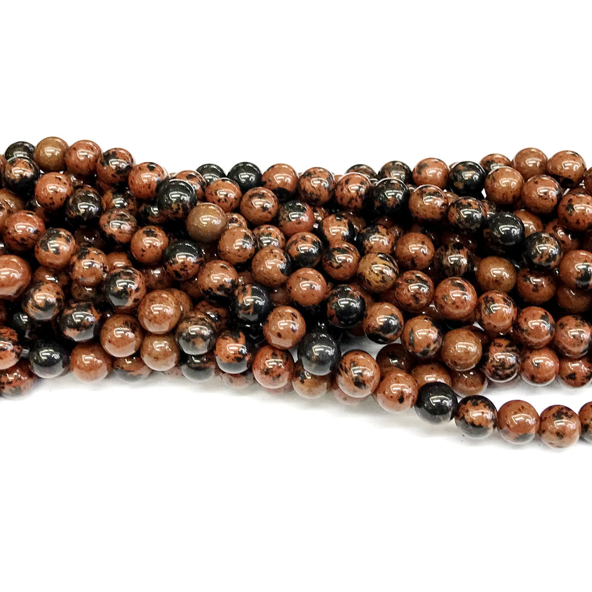 COB43 Mahogany Obsidian Beads Smooth Round 6mm 15" Strand