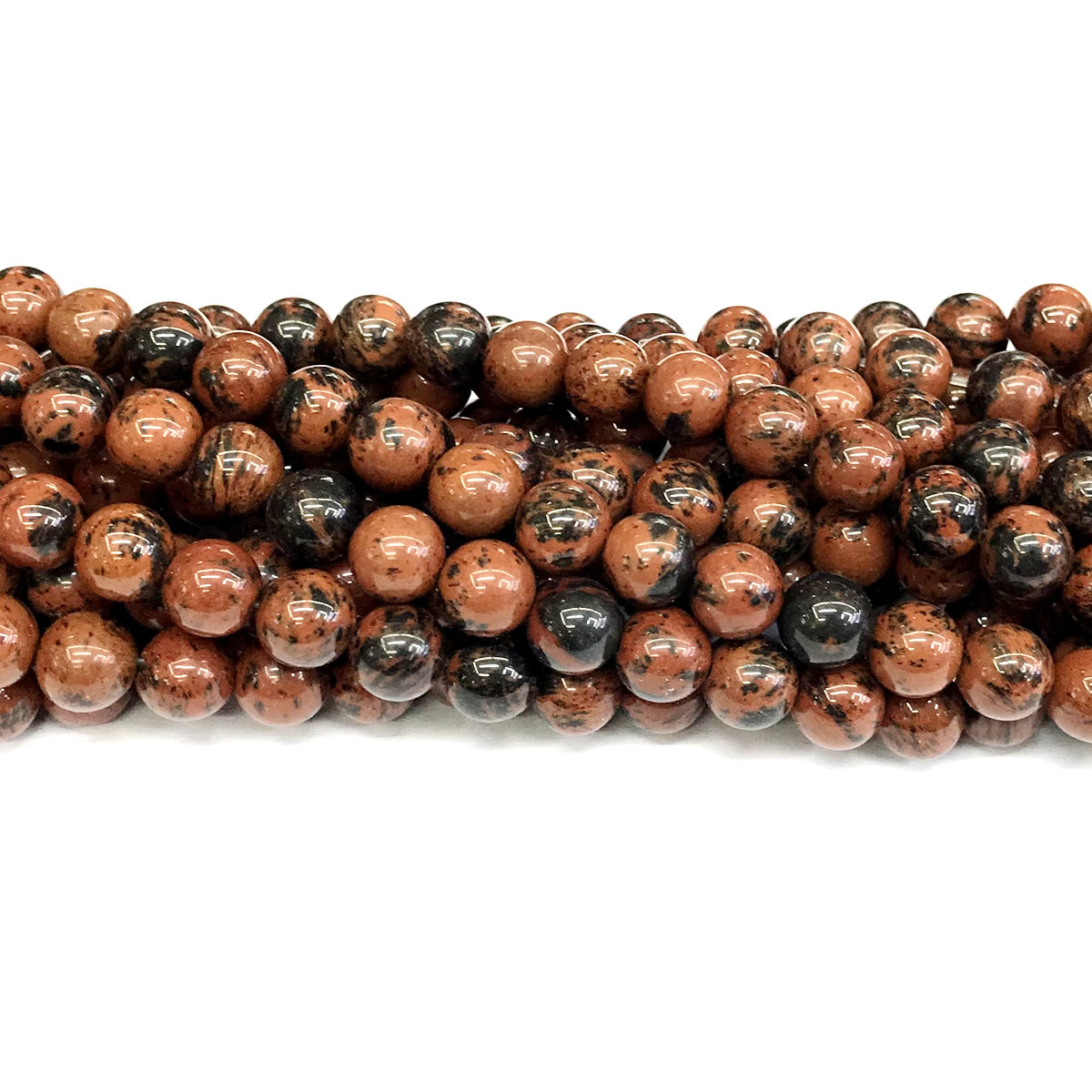 COB44 Mahogany Obsidian Beads Smooth Round 8mm 15" Strand