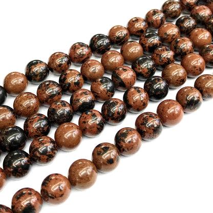 COB46 Mahogany Obsidian Beads Smooth Round 12mm 15" Strand