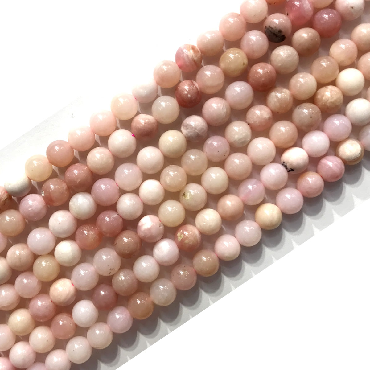 COP120 Pink Opal Gemstone Beads Smooth Round 6mm 15" Strand