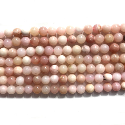 COP120 Pink Opal Gemstone Beads Smooth Round 6mm 15" Strand