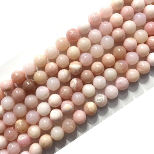 COP121 Pink Opal Gemstone Beads Smooth Round 8mm 15" Strand