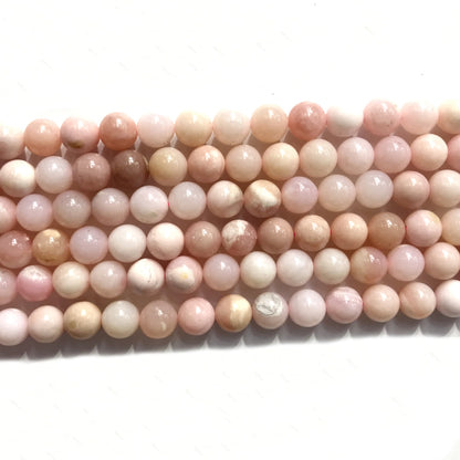 COP121 Pink Opal Gemstone Beads Smooth Round 8mm 15" Strand