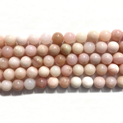 COP122 Pink Opal Gemstone Beads Smooth Round 10mm 15" Strand