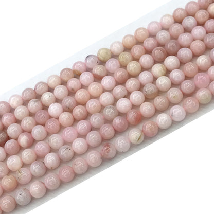 COP125 Pink Opal Gemstone Beads Smooth Round 6mm 15" Strand